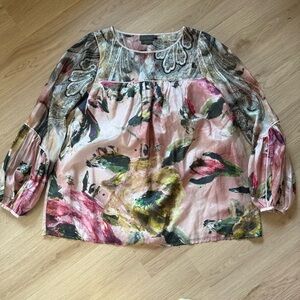 Debbie Shuchat 100% Silk Top Sz 10 Silk Lined